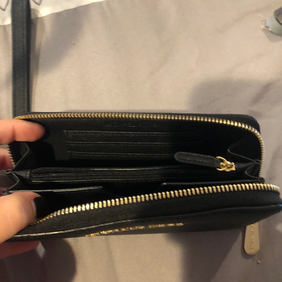Michael Kors black leather wristlet